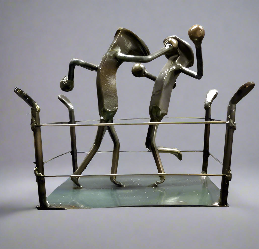 Boxers in boxing ring metal spike art product photo