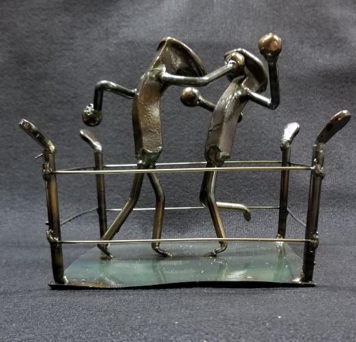 Boxers in boxing ring metal spike art product photo