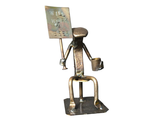 Beer Sign features Hand-Stamped lettering.