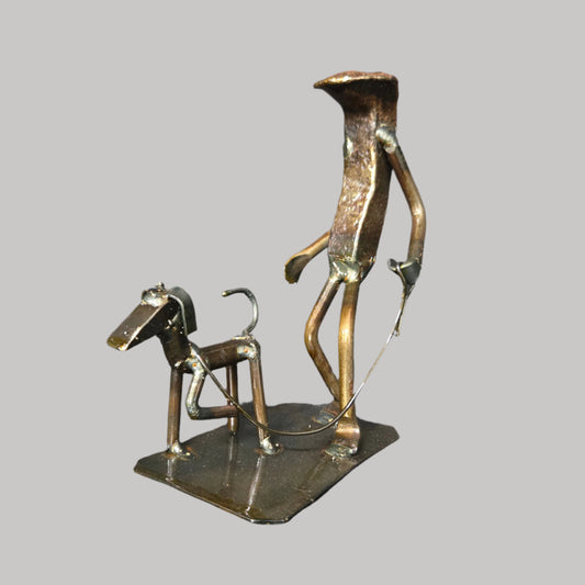 Walking the Dog Railroad Spike Figurine