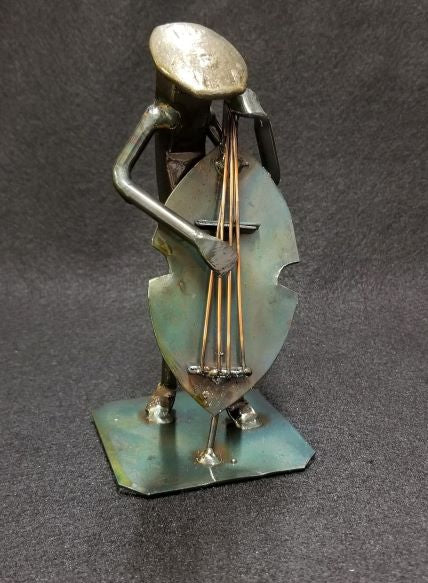 Bass Fiddle player metal spike art product photo