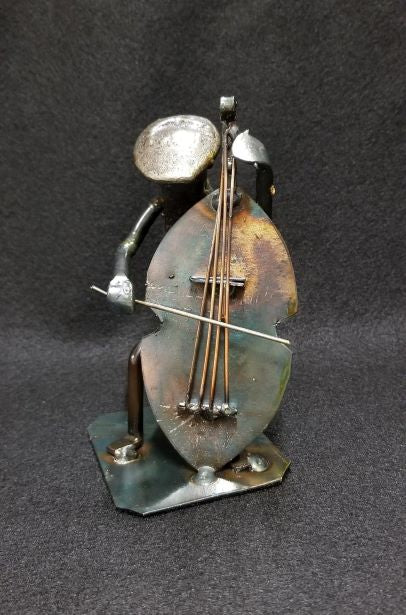 Cello player metal spike art product photo