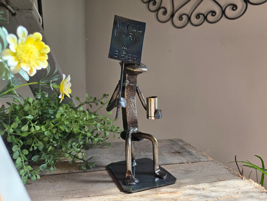 Beer Sign - Humorous Railroad Spike Sculpture