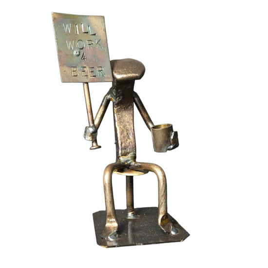 Beer Sign features Hand-Stamped lettering.