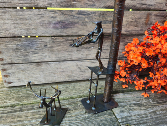 CROSSBOW HUNTER AND DEER - Wildlife-Themed Railroad Spike Sculpture