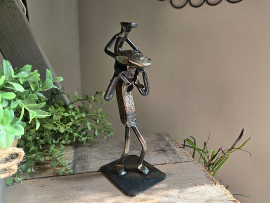 Child on Shoulders Railroad Spike Sculpture