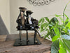Couple on Bench - Romantic Railroad Spike Sculpture