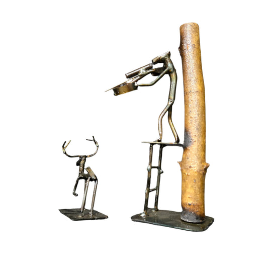 CROSSBOW HUNTER AND DEER - Wildlife-Themed Railroad Spike Sculpture