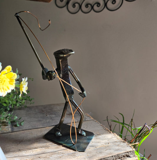 Fly Fishing - Outdoor Adventure Railroad Spike Sculpture
