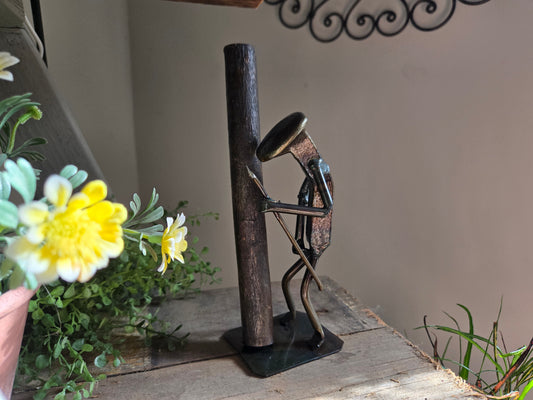 Golfer Relief - Whimsical Golf-Themed Railroad Spike Sculpture