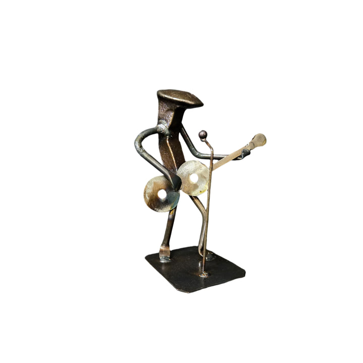 Guitar with a Mic - Musical Railroad Spike Sculpture