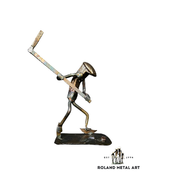 Hockey - Action-Packed Railroad Spike Sculpture