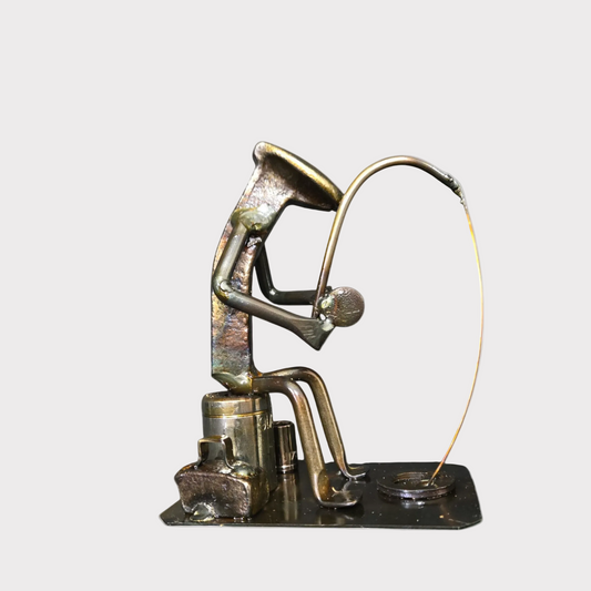 Ice Fishing-Railroad Metal Art Sculpture