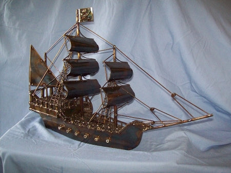 Pirate Ship Metal Art Sculpture