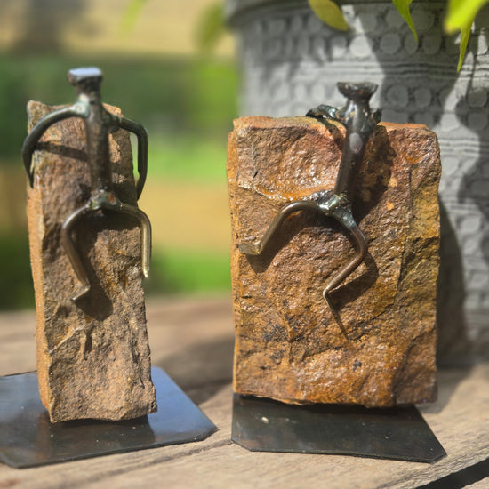 This climber is approximately 4 inches. The Rocks will vary in size and shape.