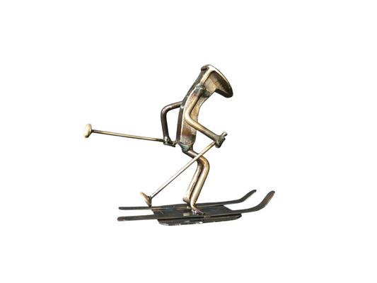 Skier - Railroad Spike Figurine