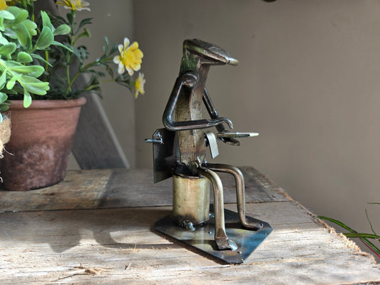 Scrolling On Toilet - Railroad Spike Figurine