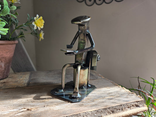 Scrolling On Toilet - Railroad Spike Figurine