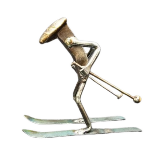 Skier - Railroad Spike Figurine