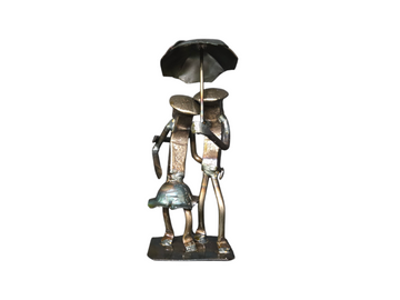 Walking in the Rain Railroad Spike Figurine