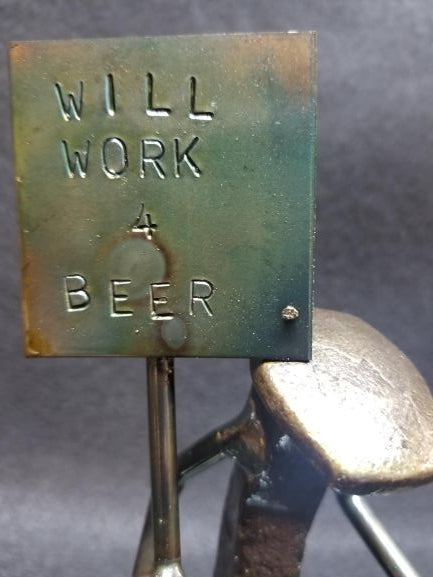 Beer Sign - Humorous Railroad Spike Sculpture