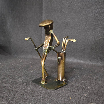 Golfer & Bag - Leisurely Sports Railroad Spike Sculpture