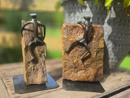 Rock Climber - Handcrafted Railroad Spike Art Sculpture