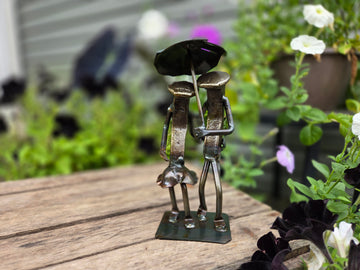 Walking in the Rain Railroad Spike Figurine