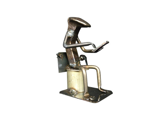 Scrolling On Toilet - Railroad Spike Figurine